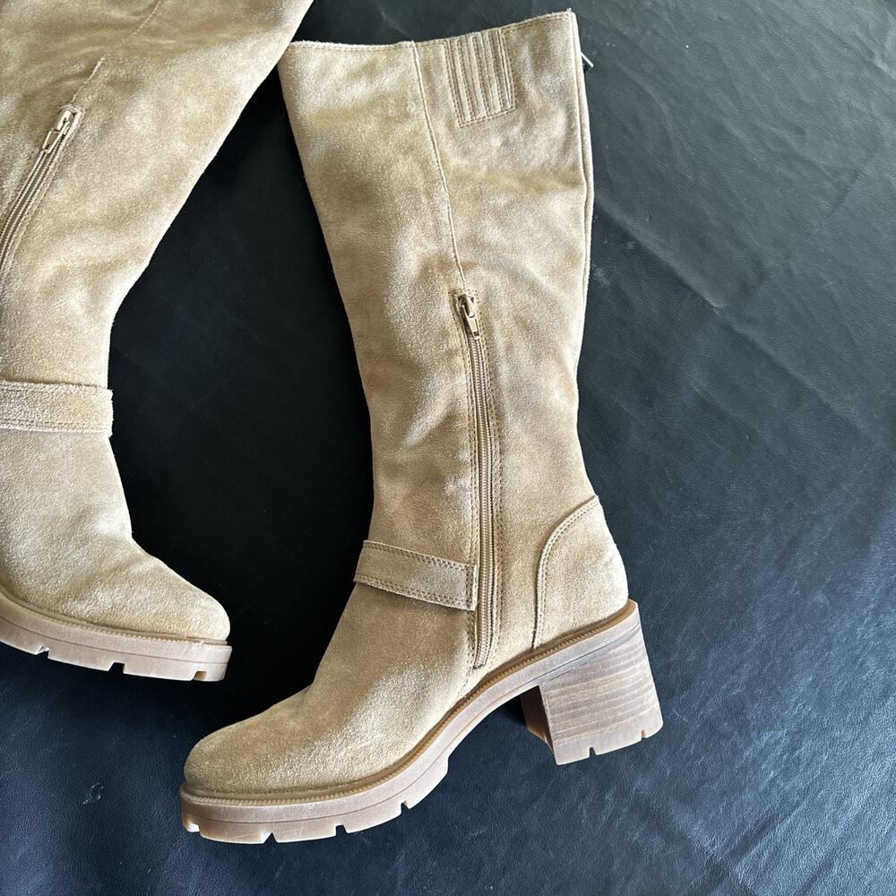 BOOTS Lucky Brand LK-scoty SUEDE Leather KNEE HIGH Womens Size 9 M Tan - Picture 9 of 14